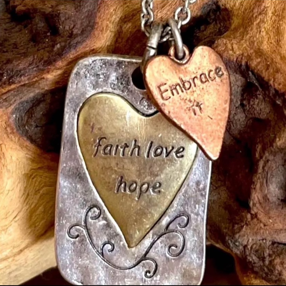 Faith, Hope, Love Tri-color Necklace Earring Set